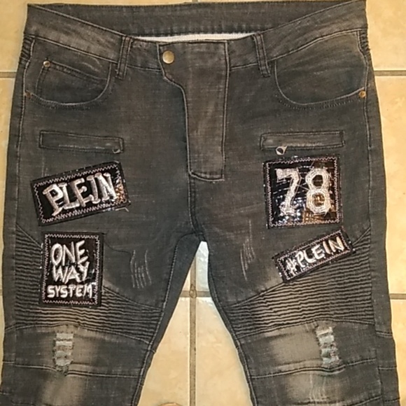 Biepa Jeans Punk Rock Patches Skulls - Picture 2 of 7